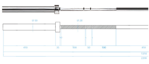 Olympijská osa GO900 220 cm x 50 mm