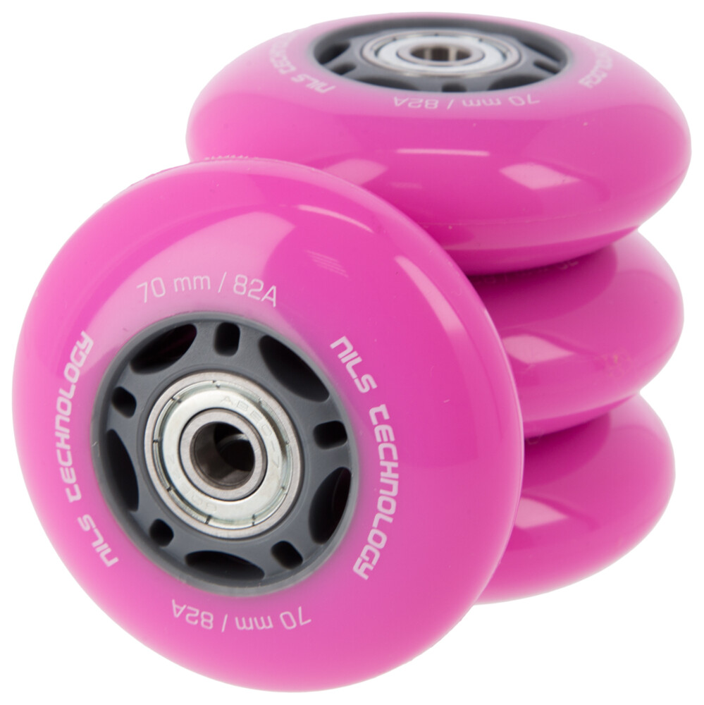 PU kolečka s ložisky 70x24mm ABEC 7 růžové