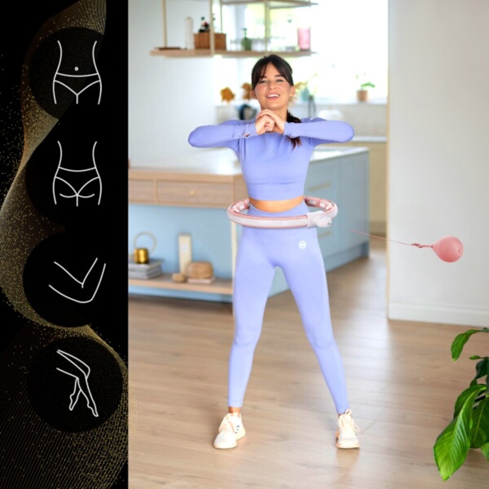 Masážní hula hoop HHM15 se závažím, magnety a počítadlem růžová