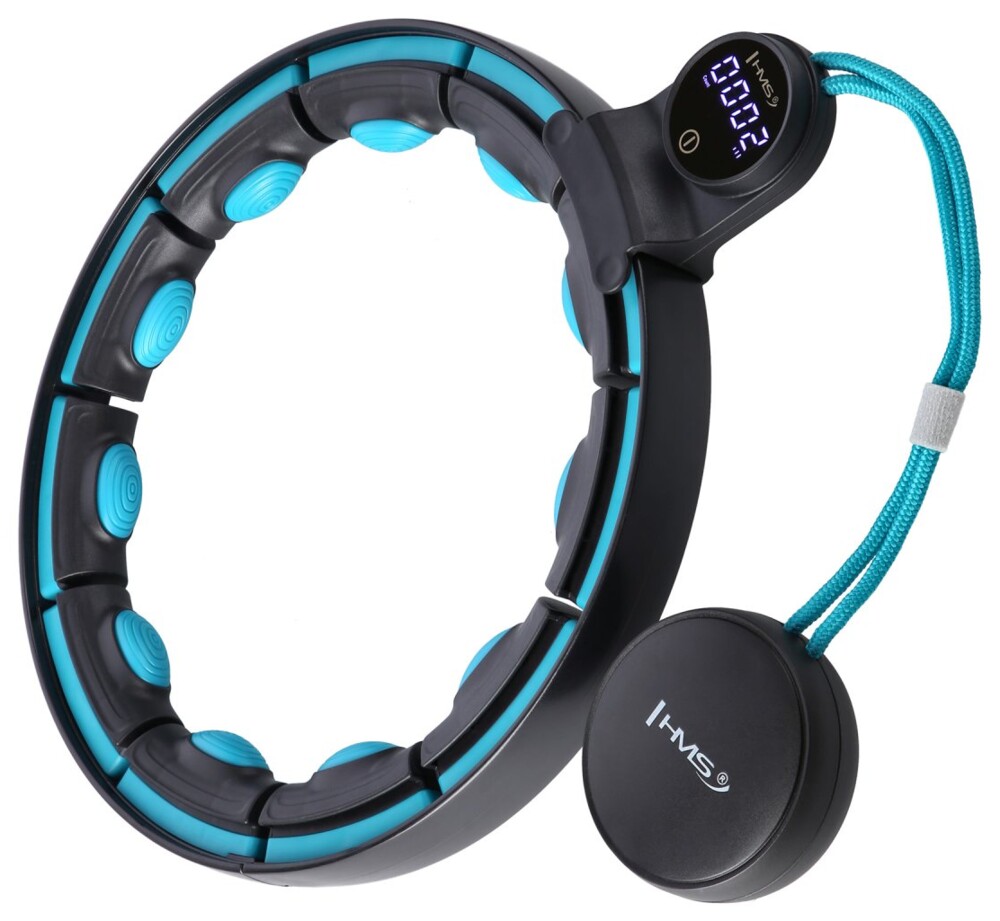 Masážna hula hoop HHM17 so závažím, magnetmi a počítadlom čierna/mätová
