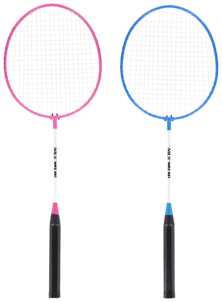 Sada 2 dadmintonových raket a nylonové letky NRZ001 růžovo-modrá