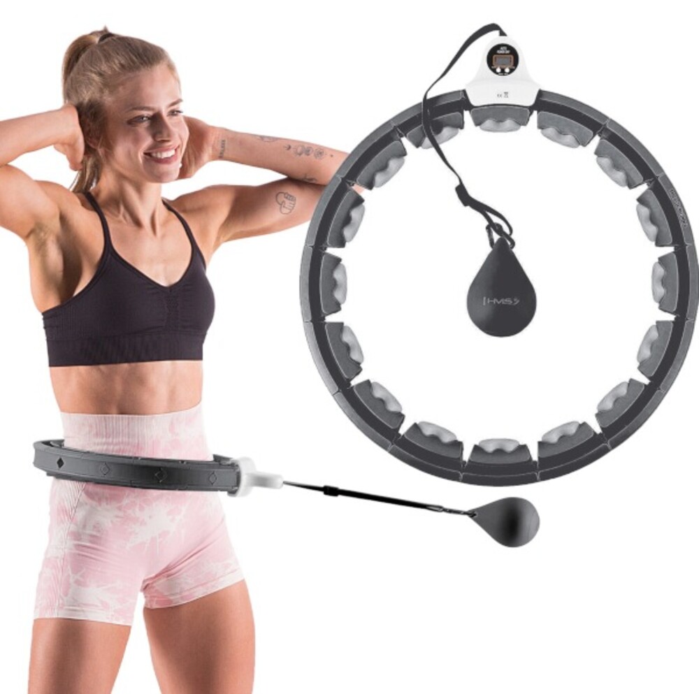 Sada masážní hula hoop HHW06 se závažím a počítadlem a zeštíhlujícího pásu BR163 černá