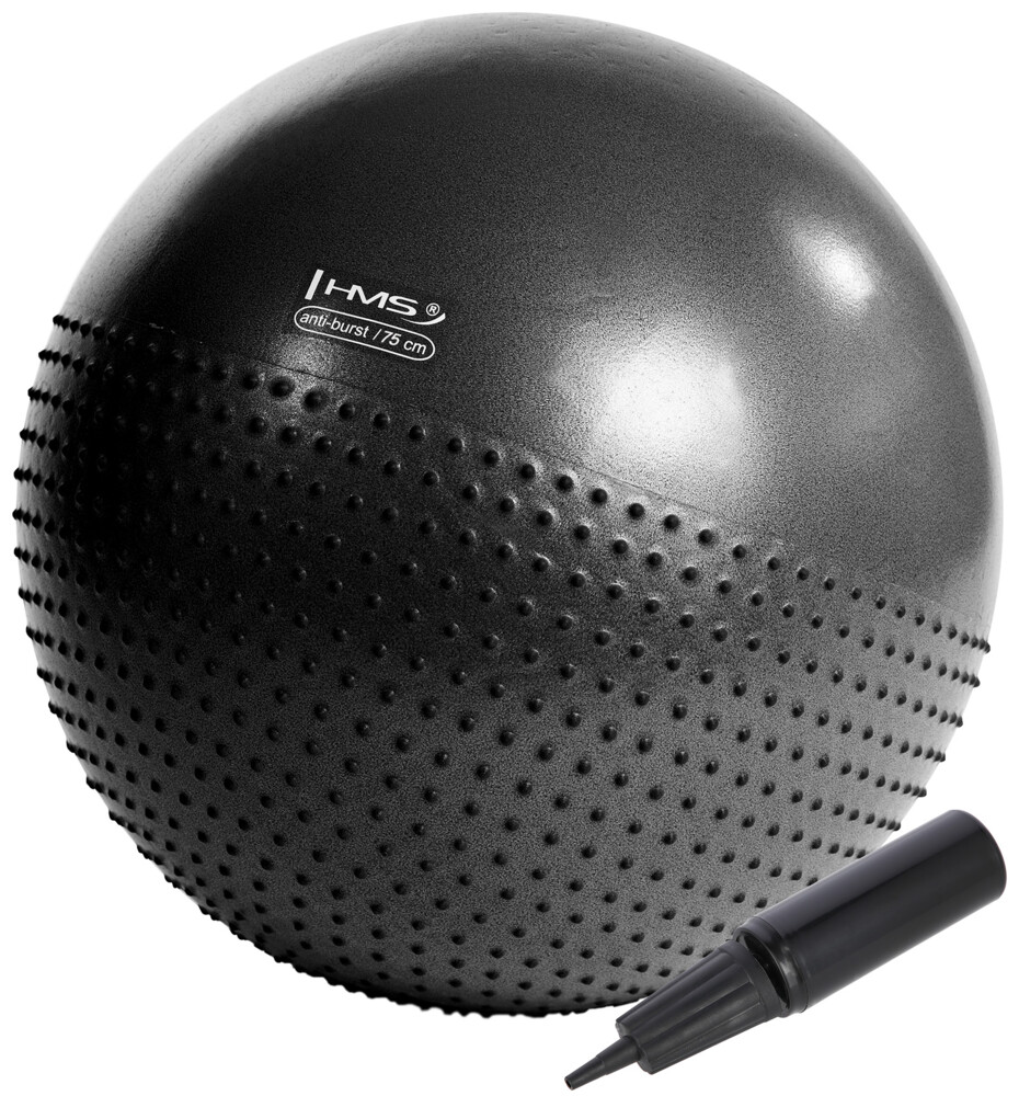 Masážna gymnastická lopta YB03N 75 cm čierná