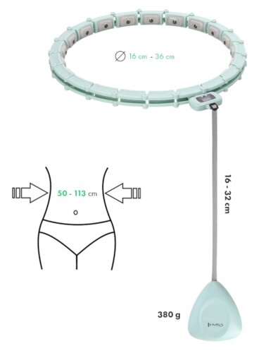 Masážní hula hoop HHM14 se závažím a počítadlem zelená
