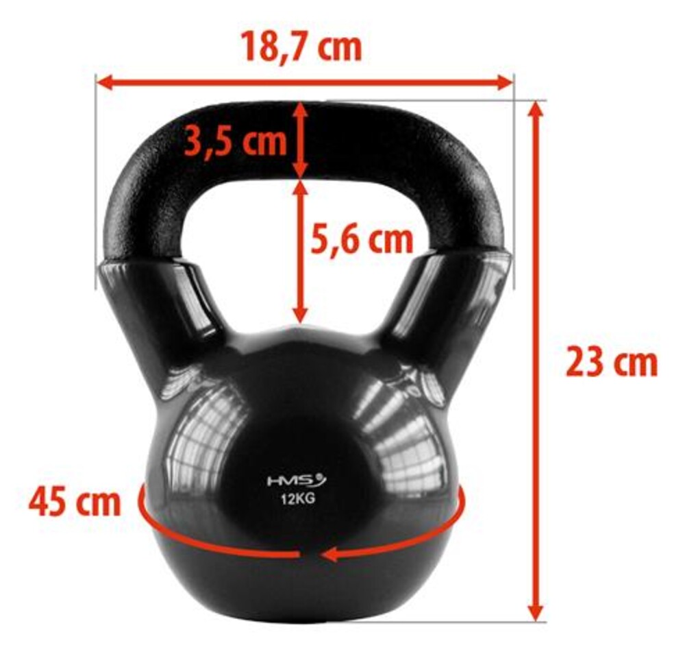 Kettlebell pokrytý vinylom KNV12 12 kg, čierny