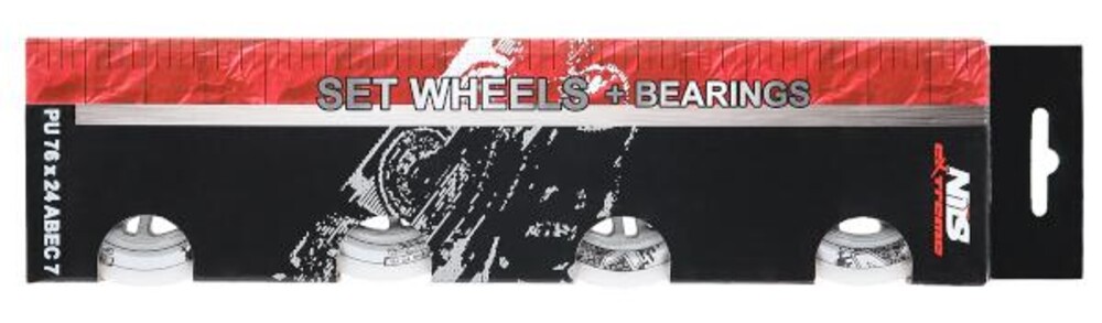 Sestava bílých PU koleček 76x24 + ložiska ABEC7
