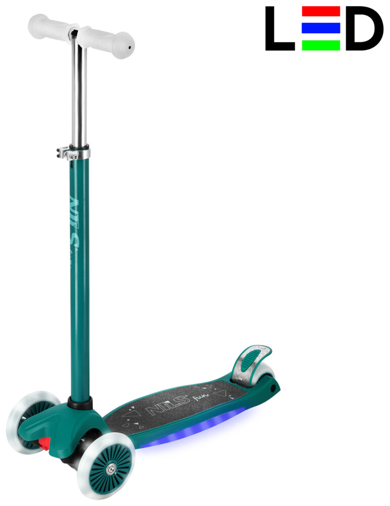 Dětská tříkolová koloběžka HLB1310 s LED zelená
