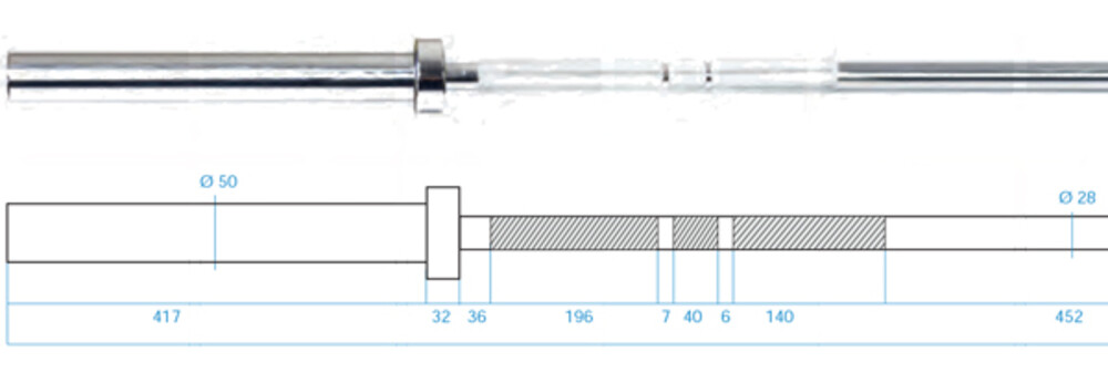 Olympijská osa GO450 220 cm x 50 mm