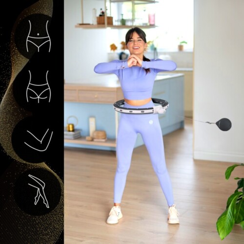 Masážní hula hoop HHM15 se závažím, magnety a počítadlem černá