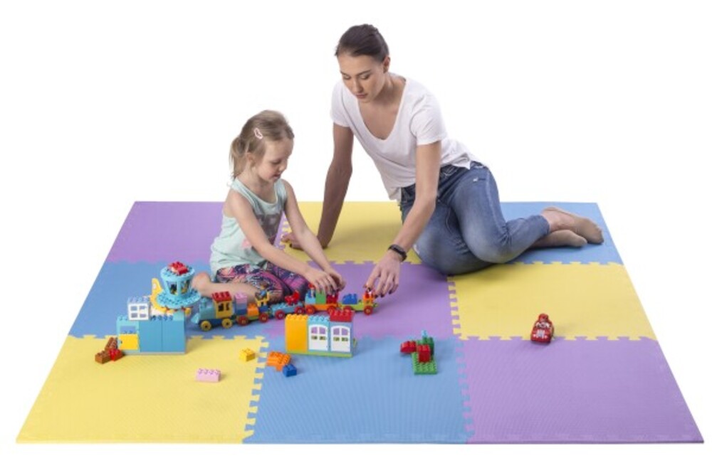 Ochranná puzzle podložka MP10 žltá-modrá-fialová