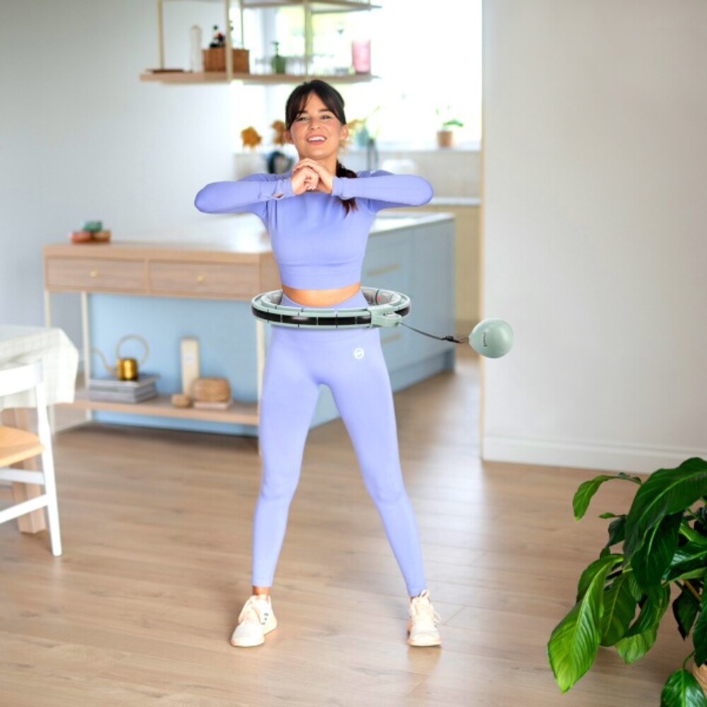 Masážní hula hoop HHM13 se závažím, magnety a počítadlem zelená