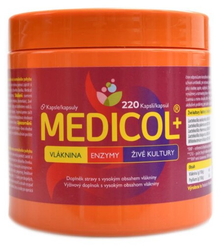 Medicol plus vláknina + živé kultury + trávící enzymy 220 kapslí