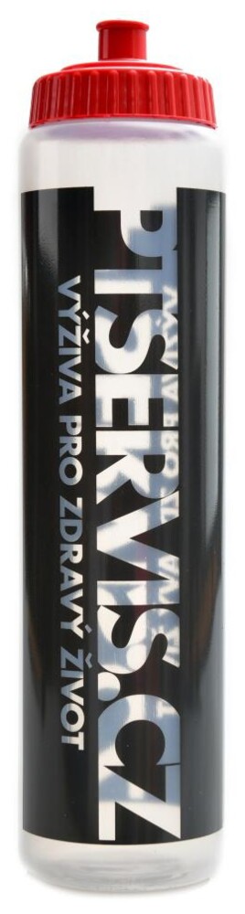 Bidon cyklo lahev 1000 ml čirá  s červeným víčkem