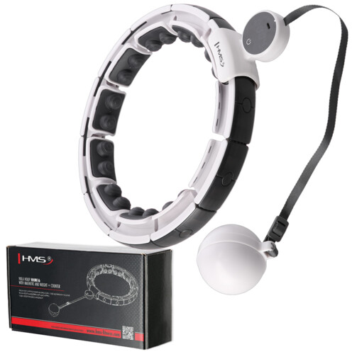 Masážní hula hoop HHM16 se závažím, magnety a počítadlem bílá