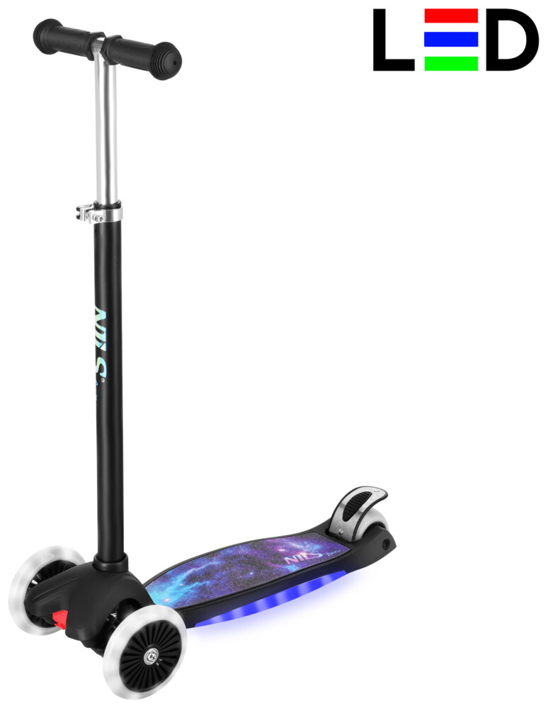 Dětská tříkolová koloběžka HLB1310 s LED černá