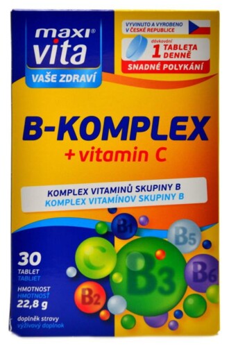 MaxiVita B komplex + vitamín C 30 tablet