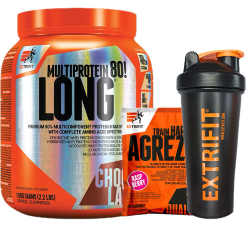 AKCE Long 80 Multiprotein 1000 g + ZDARMA Šejkr 600 ml + Agrezz 20,8 g