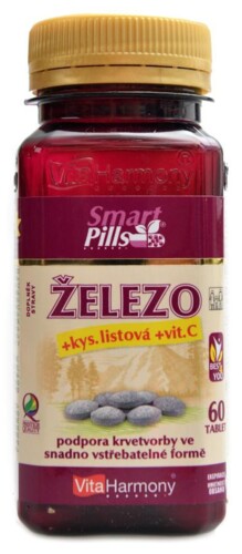 Železo 20mg s kyselinou listovou a vitamínem C 60 smartpills