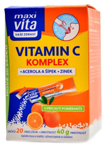 MaxiVita vitamín C acerola + zinek + šípek 20 x 40 g