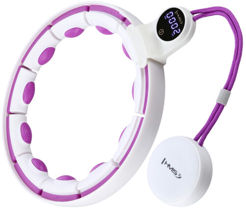Masážní hula hoop HHM17 se závažím, magnety a počítadlem bílá/fialová